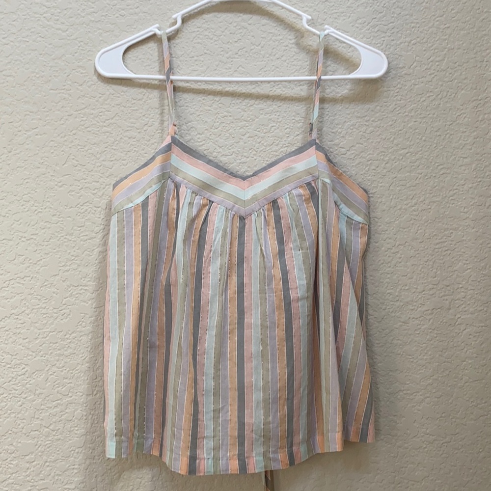 Lucky Brand XS metallic detail tank top with tie back